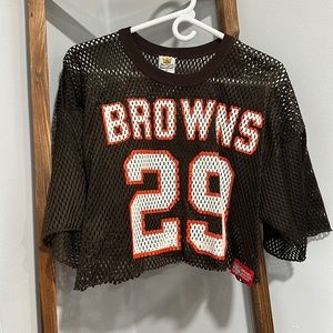 Vintage Cleveland Browns Cropped Short Sleeve Jersey Size L Mac Gregor